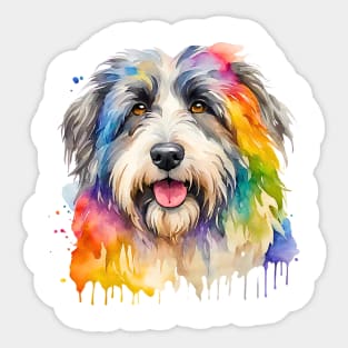 Polish Lowland Sheepdog Watercolor Portrait Sticker